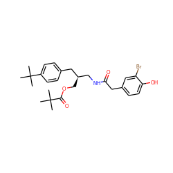 CC(C)(C)C(=O)OC[C@H](CNC(=O)Cc1ccc(O)c(Br)c1)Cc1ccc(C(C)(C)C)cc1 ZINC000064454392