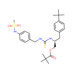 CC(C)(C)C(=O)OC[C@H](Cc1ccc(C(C)(C)C)cc1)NC(=S)NCc1ccc(NS(C)(=O)=O)cc1 ZINC000084757290