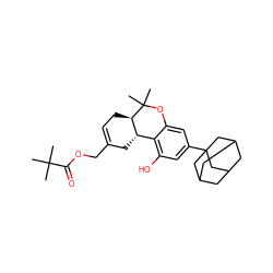 CC(C)(C)C(=O)OCC1=CC[C@@H]2[C@@H](C1)c1c(O)cc(C34CC5CC(CC(C5)C3)C4)cc1OC2(C)C ZINC000095601729