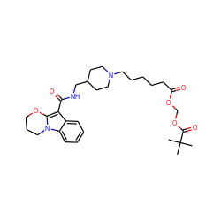 CC(C)(C)C(=O)OCOC(=O)CCCCCN1CCC(CNC(=O)c2c3n(c4ccccc24)CCCO3)CC1 ZINC000066251767