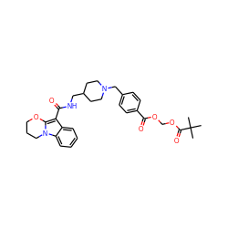 CC(C)(C)C(=O)OCOC(=O)c1ccc(CN2CCC(CNC(=O)c3c4n(c5ccccc35)CCCO4)CC2)cc1 ZINC000066251766