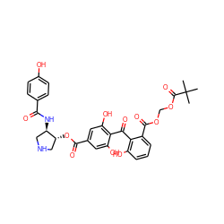 CC(C)(C)C(=O)OCOC(=O)c1cccc(O)c1C(=O)c1c(O)cc(C(=O)O[C@@H]2CNC[C@H]2NC(=O)c2ccc(O)cc2)cc1O ZINC000026253305
