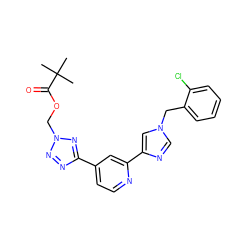 CC(C)(C)C(=O)OCn1nnc(-c2ccnc(-c3cn(Cc4ccccc4Cl)cn3)c2)n1 ZINC000225935571