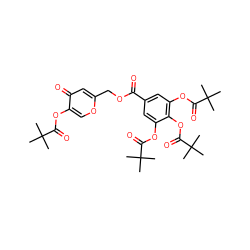 CC(C)(C)C(=O)Oc1cc(C(=O)OCc2cc(=O)c(OC(=O)C(C)(C)C)co2)cc(OC(=O)C(C)(C)C)c1OC(=O)C(C)(C)C ZINC000026004692