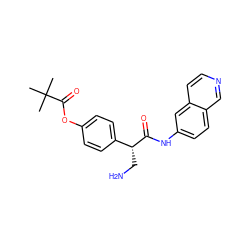 CC(C)(C)C(=O)Oc1ccc([C@@H](CN)C(=O)Nc2ccc3cnccc3c2)cc1 ZINC000113151659