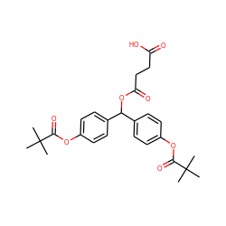 CC(C)(C)C(=O)Oc1ccc(C(OC(=O)CCC(=O)O)c2ccc(OC(=O)C(C)(C)C)cc2)cc1 ZINC000026005333