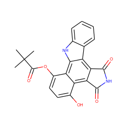 CC(C)(C)C(=O)Oc1ccc(O)c2c3c(c4c5ccccc5[nH]c4c12)C(=O)NC3=O ZINC000028710886