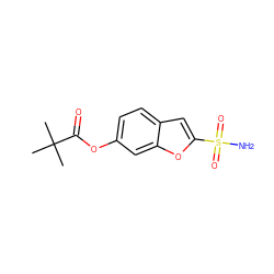 CC(C)(C)C(=O)Oc1ccc2cc(S(N)(=O)=O)oc2c1 ZINC000013475424