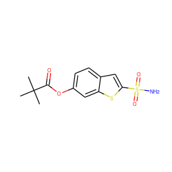 CC(C)(C)C(=O)Oc1ccc2cc(S(N)(=O)=O)sc2c1 ZINC000026574341