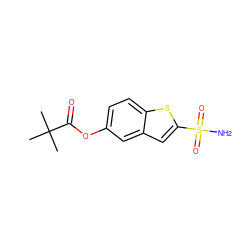 CC(C)(C)C(=O)Oc1ccc2sc(S(N)(=O)=O)cc2c1 ZINC000013475423