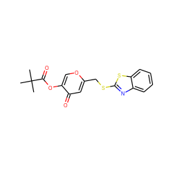 CC(C)(C)C(=O)Oc1coc(CSc2nc3ccccc3s2)cc1=O ZINC000103240504