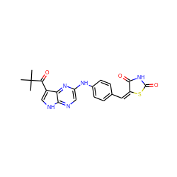 CC(C)(C)C(=O)c1c[nH]c2ncc(Nc3ccc(/C=C4/SC(=O)NC4=O)cc3)nc12 ZINC000148993670