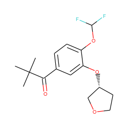 CC(C)(C)C(=O)c1ccc(OC(F)F)c(O[C@@H]2CCOC2)c1 ZINC000040848394