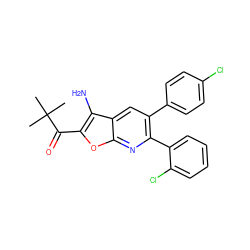 CC(C)(C)C(=O)c1oc2nc(-c3ccccc3Cl)c(-c3ccc(Cl)cc3)cc2c1N ZINC000038940823