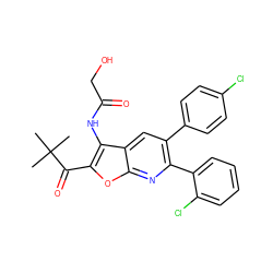 CC(C)(C)C(=O)c1oc2nc(-c3ccccc3Cl)c(-c3ccc(Cl)cc3)cc2c1NC(=O)CO ZINC000038804117