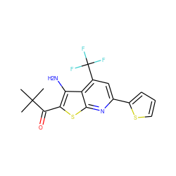 CC(C)(C)C(=O)c1sc2nc(-c3cccs3)cc(C(F)(F)F)c2c1N ZINC000001088023