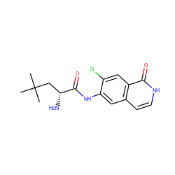 CC(C)(C)C[C@@H](N)C(=O)Nc1cc2cc[nH]c(=O)c2cc1Cl ZINC000058592637