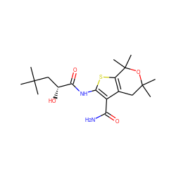 CC(C)(C)C[C@@H](O)C(=O)Nc1sc2c(c1C(N)=O)CC(C)(C)OC2(C)C ZINC001772637041