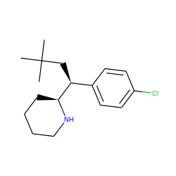 CC(C)(C)C[C@@H](c1ccc(Cl)cc1)[C@@H]1CCCCN1 ZINC000035090420