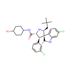 CC(C)(C)C[C@@H]1N[C@@H](C(=O)NC2CCC(O)CC2)[C@H](c2cccc(Cl)c2)[C@]12C(=O)Nc1cc(Cl)ccc12 ZINC000169701410