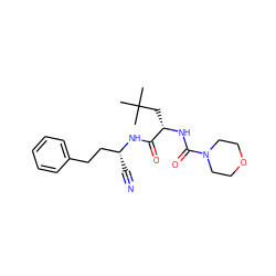 CC(C)(C)C[C@H](NC(=O)N1CCOCC1)C(=O)N[C@H](C#N)CCc1ccccc1 ZINC000013492534