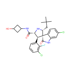 CC(C)(C)C[C@H]1N[C@@H](C(=O)NC2CC(O)C2)[C@H](c2cccc(Cl)c2F)[C@@]12C(=O)Nc1cc(Cl)ccc12 ZINC000147080243