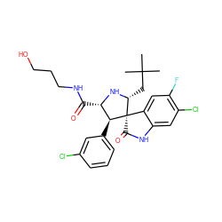 CC(C)(C)C[C@H]1N[C@@H](C(=O)NCCCO)[C@H](c2cccc(Cl)c2)[C@@]12C(=O)Nc1cc(Cl)c(F)cc12 ZINC000145756321
