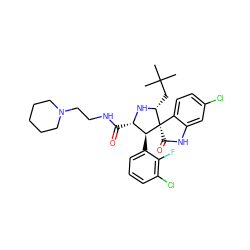 CC(C)(C)C[C@H]1N[C@@H](C(=O)NCCN2CCCCC2)[C@H](c2cccc(Cl)c2F)[C@@]12C(=O)Nc1cc(Cl)ccc12 ZINC000036184587