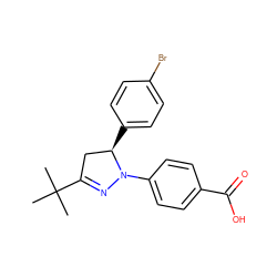 CC(C)(C)C1=NN(c2ccc(C(=O)O)cc2)[C@H](c2ccc(Br)cc2)C1 ZINC000203853870