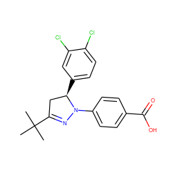 CC(C)(C)C1=NN(c2ccc(C(=O)O)cc2)[C@H](c2ccc(Cl)c(Cl)c2)C1 ZINC000203670285