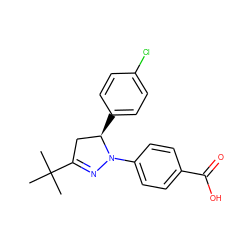 CC(C)(C)C1=NN(c2ccc(C(=O)O)cc2)[C@H](c2ccc(Cl)cc2)C1 ZINC000203834282