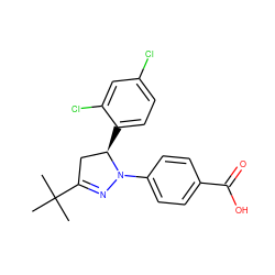 CC(C)(C)C1=NN(c2ccc(C(=O)O)cc2)[C@H](c2ccc(Cl)cc2Cl)C1 ZINC000202021035