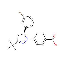 CC(C)(C)C1=NN(c2ccc(C(=O)O)cc2)[C@H](c2cccc(Br)c2)C1 ZINC000203671468