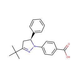 CC(C)(C)C1=NN(c2ccc(C(=O)O)cc2)[C@H](c2ccccc2)C1 ZINC000203840410