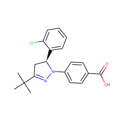 CC(C)(C)C1=NN(c2ccc(C(=O)O)cc2)[C@H](c2ccccc2Cl)C1 ZINC000203671482