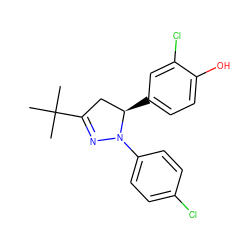 CC(C)(C)C1=NN(c2ccc(Cl)cc2)[C@H](c2ccc(O)c(Cl)c2)C1 ZINC000299828448