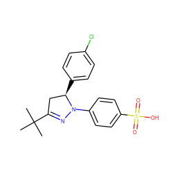 CC(C)(C)C1=NN(c2ccc(S(=O)(=O)O)cc2)[C@H](c2ccc(Cl)cc2)C1 ZINC000203671515