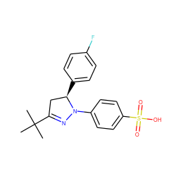 CC(C)(C)C1=NN(c2ccc(S(=O)(=O)O)cc2)[C@H](c2ccc(F)cc2)C1 ZINC000218487863