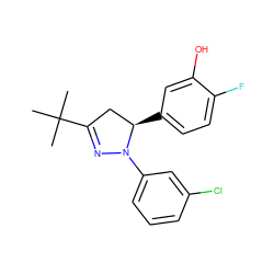 CC(C)(C)C1=NN(c2cccc(Cl)c2)[C@H](c2ccc(F)c(O)c2)C1 ZINC000299834508