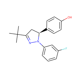 CC(C)(C)C1=NN(c2cccc(F)c2)[C@H](c2ccc(O)cc2)C1 ZINC000299832145