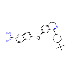 CC(C)(C)C1CCC(C2=NCCc3ccc([C@H]4C[C@@H]4c4ccc5cc(C(=N)N)ccc5c4)cc32)CC1 ZINC000028975670