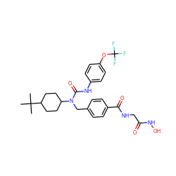 CC(C)(C)C1CCC(N(Cc2ccc(C(=O)NCC(=O)NO)cc2)C(=O)Nc2ccc(OC(F)(F)F)cc2)CC1 ZINC000036351412