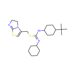 CC(C)(C)C1CCC(N/C(=N/C2CCCCC2)SCC2=CSC3=NCCN23)CC1 ZINC000049538466