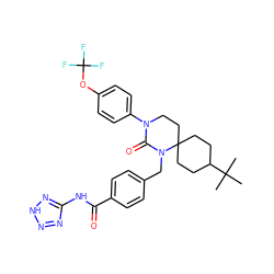 CC(C)(C)C1CCC2(CC1)CCN(c1ccc(OC(F)(F)F)cc1)C(=O)N2Cc1ccc(C(=O)Nc2nn[nH]n2)cc1 ZINC000006718454