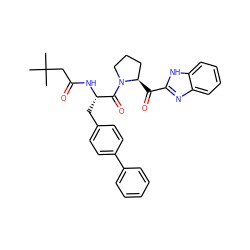 CC(C)(C)CC(=O)N[C@@H](Cc1ccc(-c2ccccc2)cc1)C(=O)N1CCC[C@H]1C(=O)c1nc2ccccc2[nH]1 ZINC000064548991