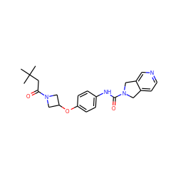 CC(C)(C)CC(=O)N1CC(Oc2ccc(NC(=O)N3Cc4ccncc4C3)cc2)C1 ZINC000167908089