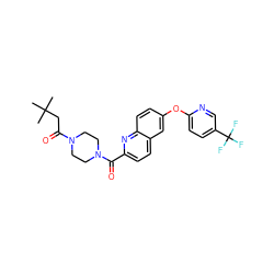 CC(C)(C)CC(=O)N1CCN(C(=O)c2ccc3cc(Oc4ccc(C(F)(F)F)cn4)ccc3n2)CC1 ZINC001772588880