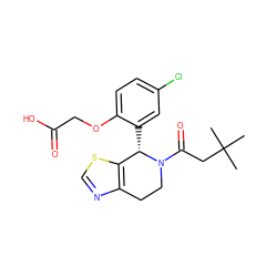 CC(C)(C)CC(=O)N1CCc2ncsc2[C@@H]1c1cc(Cl)ccc1OCC(=O)O ZINC000206925469