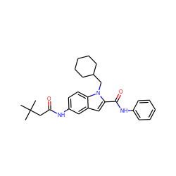 CC(C)(C)CC(=O)Nc1ccc2c(c1)cc(C(=O)Nc1ccccc1)n2CC1CCCCC1 ZINC000028524719