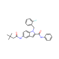 CC(C)(C)CC(=O)Nc1ccc2c(c1)cc(C(=O)Nc1ccccc1)n2Cc1ccccc1F ZINC000003816089